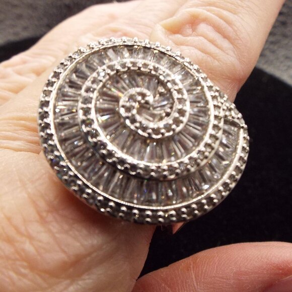 STERLING SPIRAL CRYSTALS NAUTILUS AMAZING FIBONACCI SZ. 9 RING 71 - Picture 4 of 5